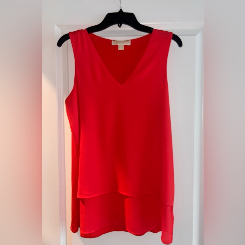 Michael Kors Red V-Neck Sleeveless Top